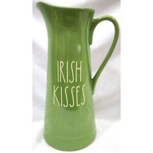 Rae Dunn Magenta IRISH KISSES PITCHER green ceramic farmhouse jug St Patrick Day